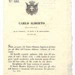 Regio decreto con cui Carlo Alberto ammette gli ebrei a godere dei diritti civili, 29 marzo 1848 (Materie ecclesiastiche, categoria 37, Ebrei, mazzo 10)
