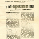 Un bollettino di guerra del 16 novembre 1917, poche settimane dopo Caporetto (Archivio Lomaglio, mazzo 8, fascicolo 49)