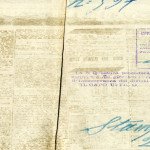 Timbro di visto dell'Ufficio revisione stampa sul verso di una bozza di Stampa Sera del 26 agosto 1917